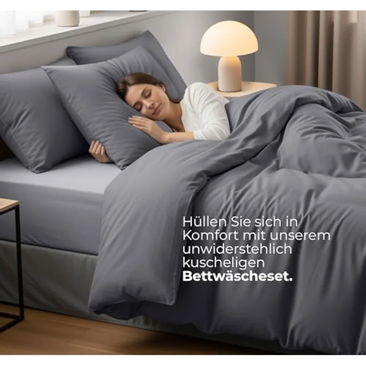 Utopia Bedding Bettwäsche 135x200 Set - Mikrofaser Bettbezug 135x200 cm + 1 Kissenbezug 80x80 cm - Grau – Bild 4
