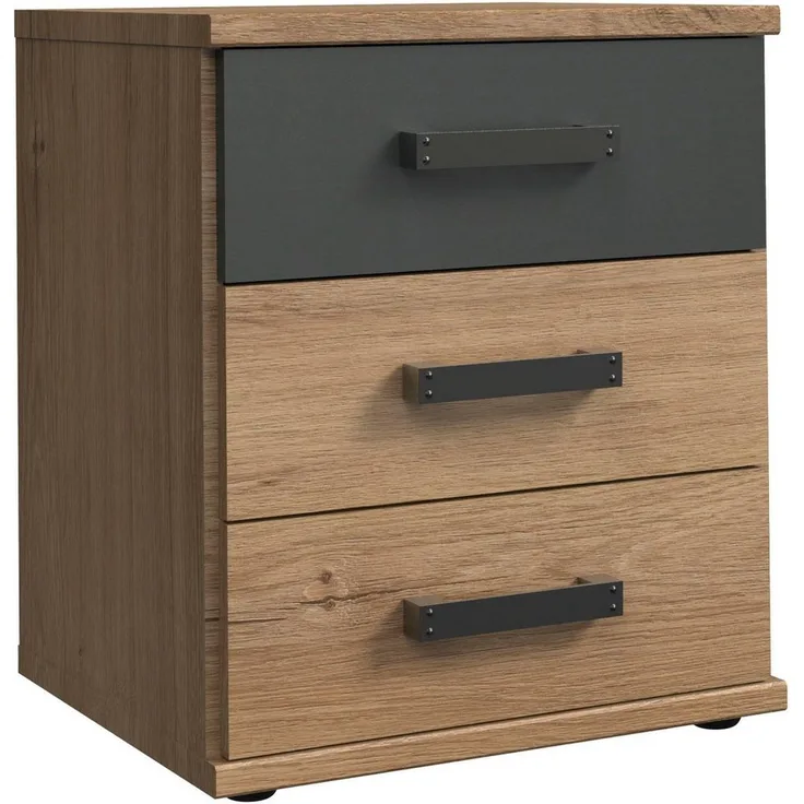 Schubkastenkommode 1 CORK Plankeneiche graphit industrial