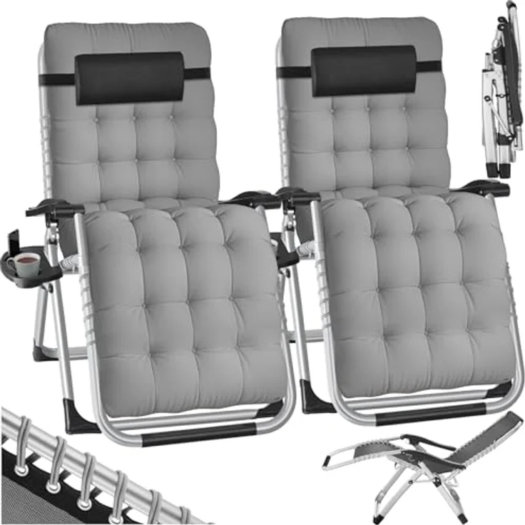 tectake Gartenstuhl 2er Set Sonnenliege (Komplettset, 2 St), klappbar – Bild 2