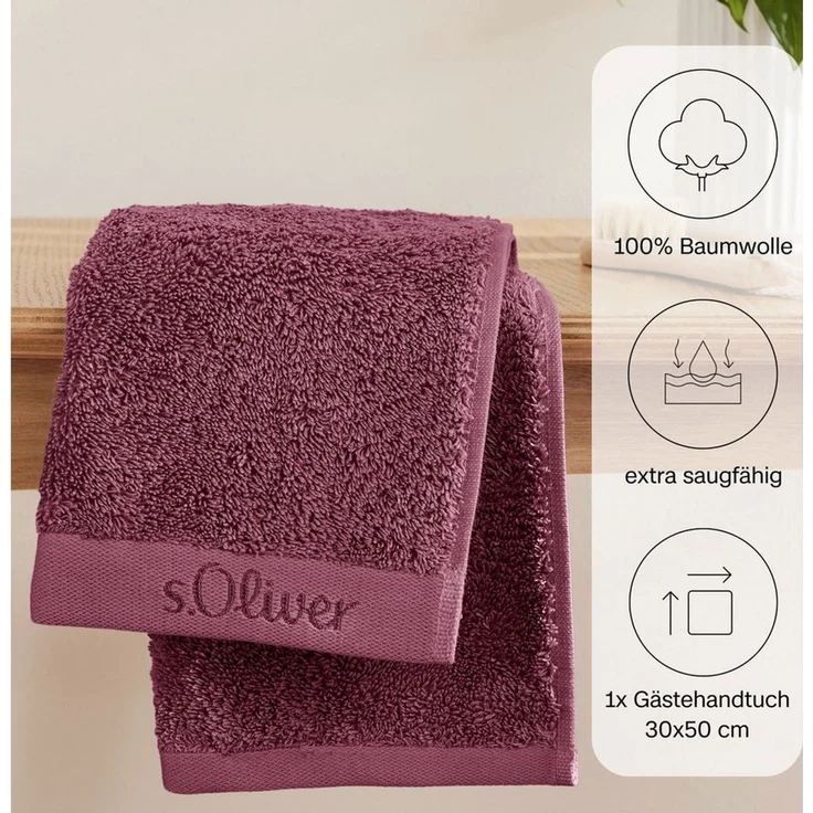 s.Oliver Gästehandtuch s.Oliver, Premium Qualität, 600 gr/m², auch als Sets erhältlich, Walkfrottier (1-St), große Farbauswahl, auch als Duschtuch, Waschhandschuh, Handtuch – Bild 2