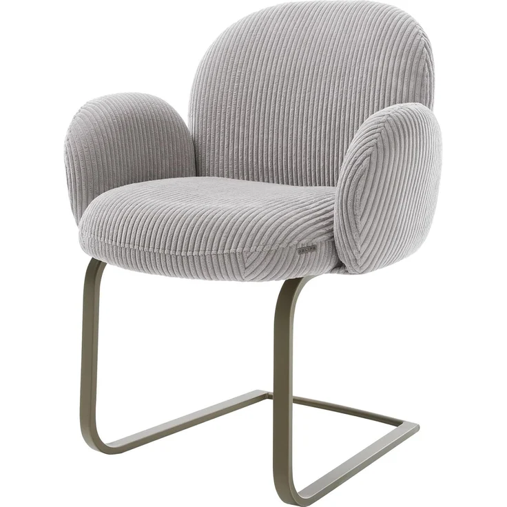 Freischwinger Nube-Flex mit Armlehnen Cord Silbergrau Freischwinger flach Effektfinish Titan Taschenfederkern – Bild 1