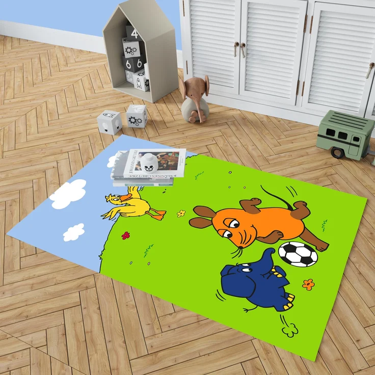 BERONAGE Kinderteppich Die Sendung mit der Maus Fußball Spiel-Teppich 100x133 cm, rechteckig, Höhe: 10 mm, rutschfest – Bild 4