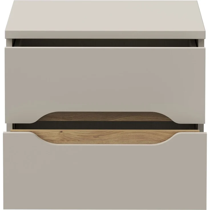 Nachtkommode >EDWAL< 2 Schübe, Sand / Mauvelle Eiche - 50,4x44,3x41,5cm (BxHxT) – Bild 3