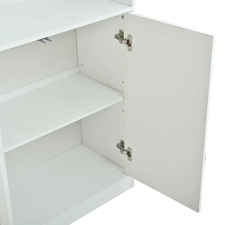 Vitrine im 2er-Set, B 160 x T 35 x H 200 cm, Weiß, Spanplatte und Sicherheitsglas, mit LED-Beleuchtung – Bild 10