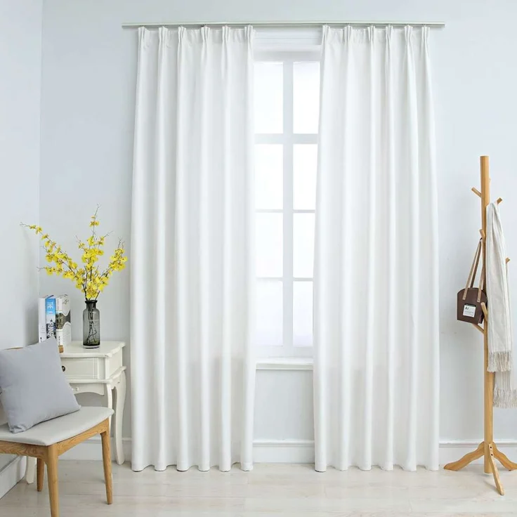 Verdunkelungsvorhänge | für Wohnzimmer & Schlafzimmer mit Haken 2 Stk. Grauweiß 140x175 cm – Bild 2