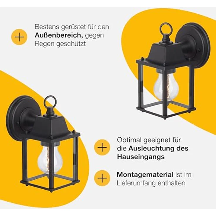 BRILLIANT Irvin Außenwandleuchte Schwarz, wetterfeste hängende Wandlampe mit IP23, E27 Fassung für LED-Leuchtmittel, Metall/Glas für Hauswand, Terrasse & Garten – Bild 4