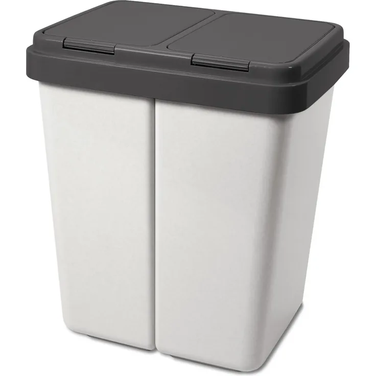 Gardissimo DUO BIN Doppel Mülleimer Abfalleimer 2x25L MIX + 2 Ersatzfedern (GD)