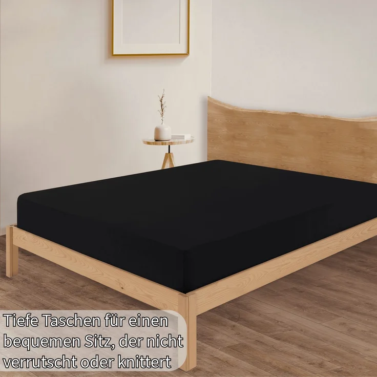 KK Jersey Spannbettlaken, Baumwolle Schwarz, 90 x 200 x 30 cm – Bild 9