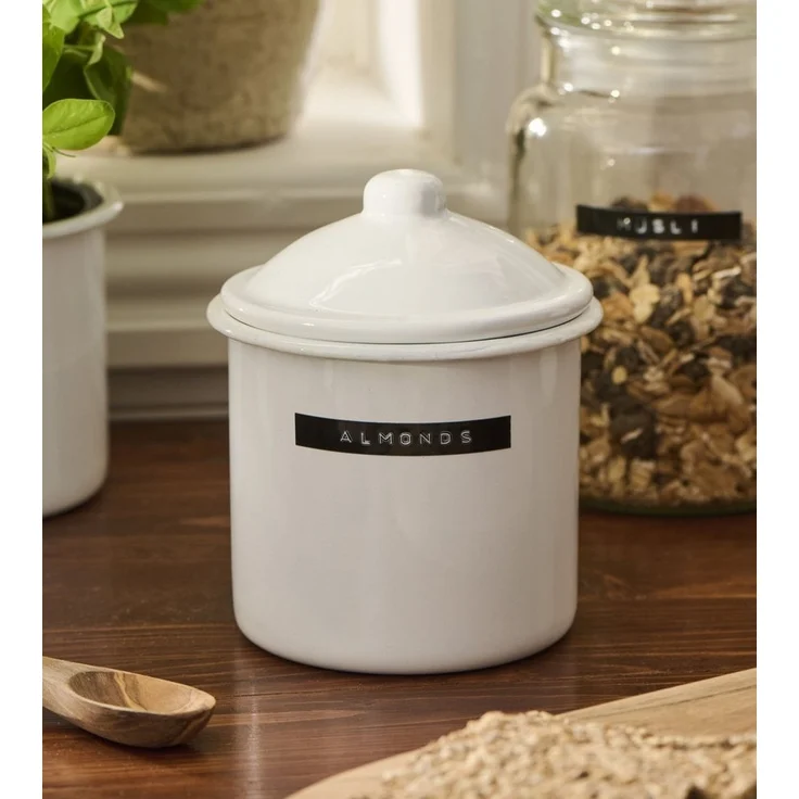 Ib Laursen - Dose Krug mit Deckel Vorratsdose H 13cm D 11cm Emaille Weiß 0470-11 – Bild 2