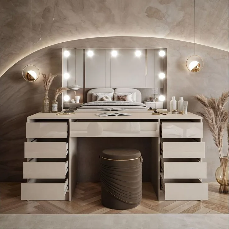 Lookway Schminktisch MADA DOUBLE ELITE mit Spiegel und Beleuchtung
