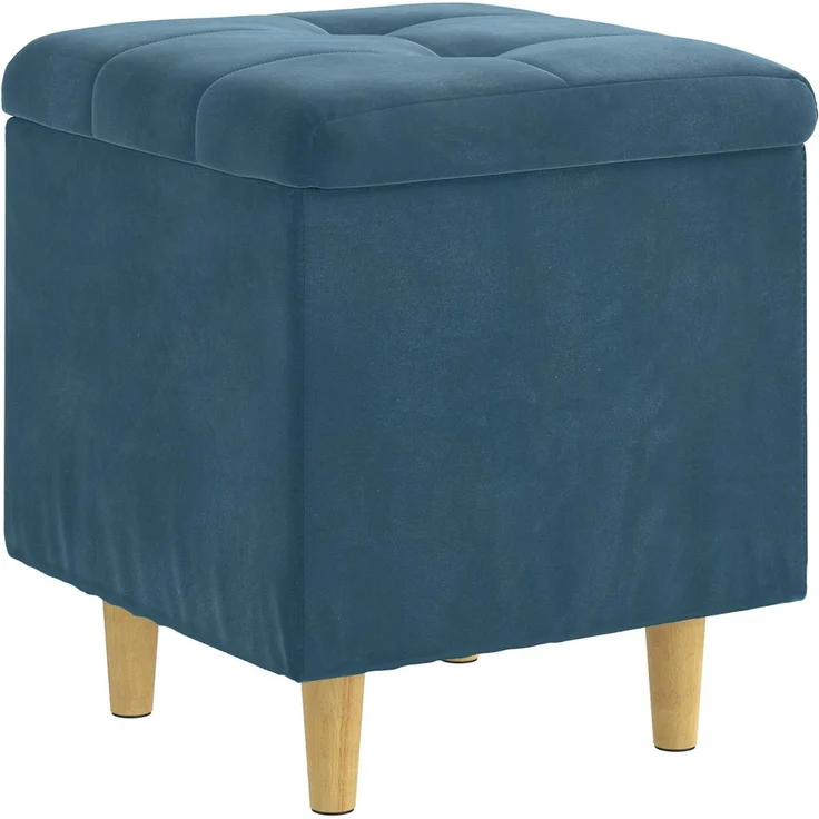 vidaXL Ottoman mit Stauraum Blau 40 x 40 x 45 cm Samt 876809 – Bild 2