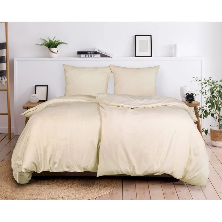 Esprit Bettwäsche FLANELL Winter Bettwäsche, Baumwolle, 1 teilig, 135 x 200 cm in Creme – Bild 1