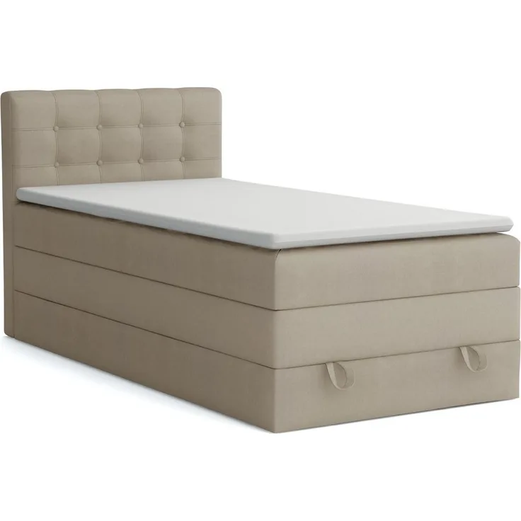 Deine Möbel 24 Boxspringbett Polsterbett Komplettbett Hotelbett JUNG 1 inkl. Topper (für Jugendliche Jugendbett Hellgrau Grau Anthrazit Schwarz Beige, Bonellfederkernmatratze H3 Taschenfederkernmatratze H4), 90x200 100x200 120 cm Einzelbett Boxspring H...
