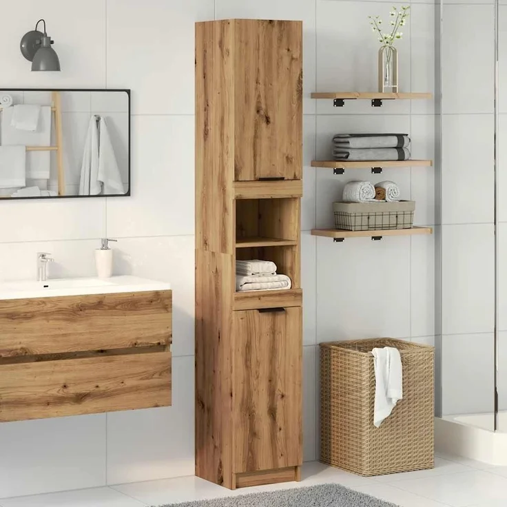 vidaXL Badschrank Artisan-Eiche 32x34x188,5 cm Holzwerkstoff 856944 – Bild 2