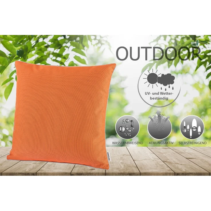 heimtexland ® OUTDOOR Lounge Dekokissen LOTUS EFFEKT wetterfest 45x45 Garten Kissen Outdoorkissen Typ551 dunkelgrau – Bild 2