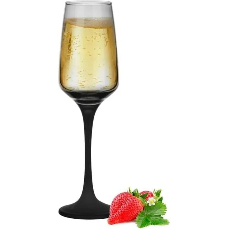 6 Sektgläser 210ml mit schwarzem Stiel Champagner Sektkelche Sektglas Proseccogläser Prosecco – Bild 2