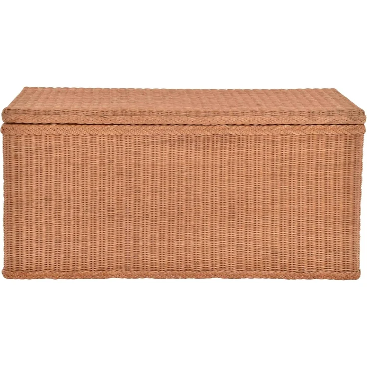 Krines Home Truhe Große Rattantruhe MAX Wäschetruhe mit Deckel Natur Rattan Truhe, Aufbewahrung XXL 115x55x55cm – Bild 2