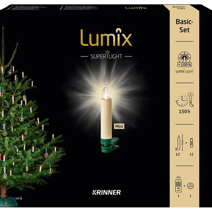 kabellose Kerzen, LUMIX SUPERLIGHT MINI, superhelle warmweiße LEDs, cremefarben Basis-Set, 12 Stück – Bild 2