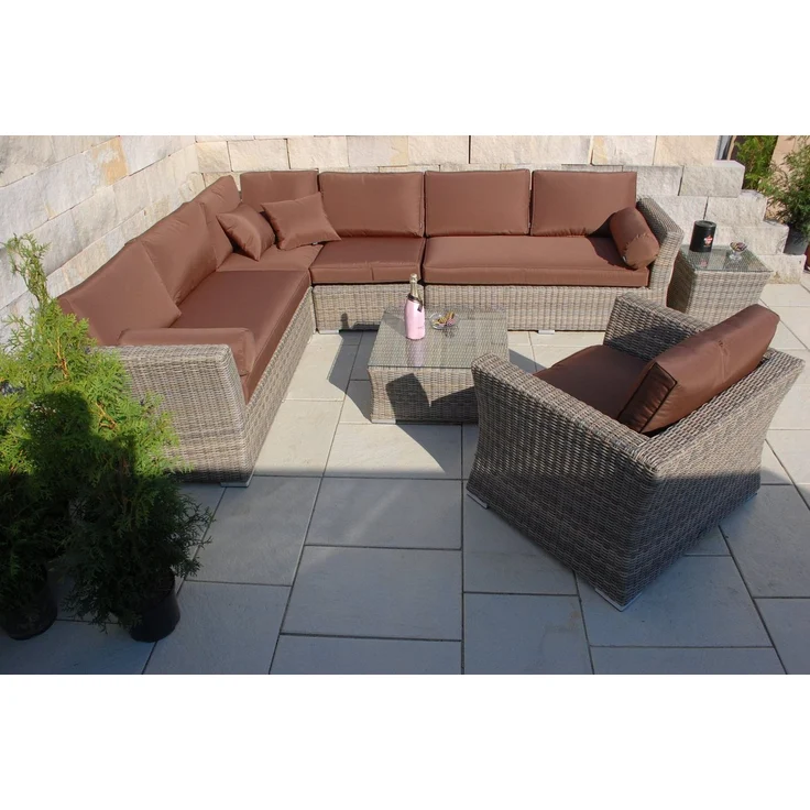 Ragnarök Möbel-Design Gartenlounge-Set Lounge Set Wotan, (Set, Ecksofa, Alu, Polyrattan), Ecksofa bestehend aus 4 einzelenen Elementen – Bild 1
