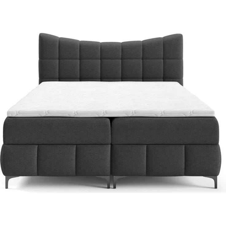 Boxspringbett Schlafzimmerbett CHARLES 200x200cm Stoff Aragon Schwarz – Bild 3