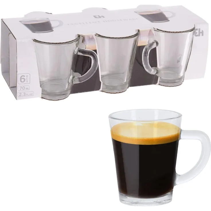 Koopmann Espressoglas mit Henkel 6tlg EH - Büro & Garten & Esszimmer & Wohnzimmer & Küche Gläser in Transparent