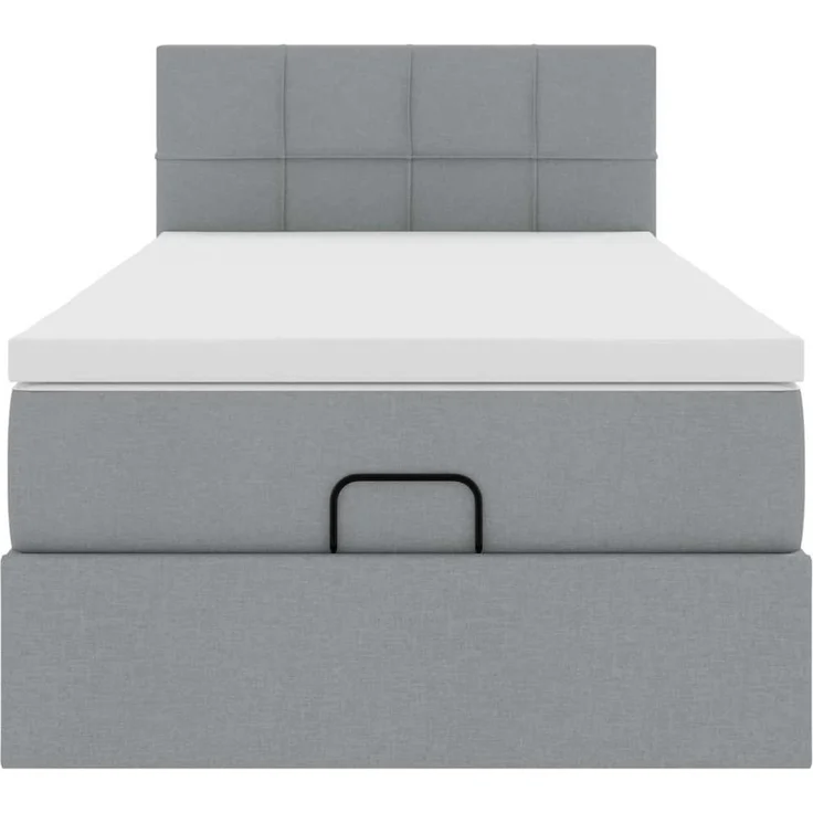 vidaXL Ottomane Bett mit Matratze & LEDs Hellgrau 90x200 cm Stoff 3312277 – Bild 6