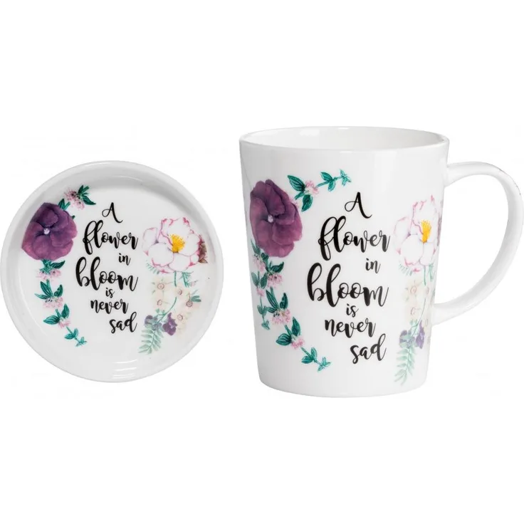 Maxwell & Williams Royal Botanic Garden Becher mit Untersetzer Flower Bloom, Geschenkbox, Bone China Porzellan, DX0316