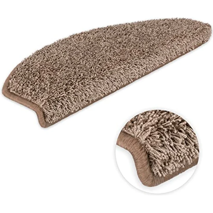 Metzker® Stufenmatte Shaggy Stufenmatten Emphoria Halbrund, Halbrund, Höhe: 15 mm, Hellbraun 1 Stück – Bild 6