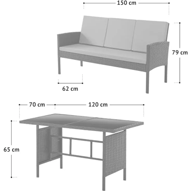 SVITA Gartenlounge-Set DENVER, (Gartenmöbel-Set), Essgruppe, Rattan, Inkl. Kissen – Bild 5