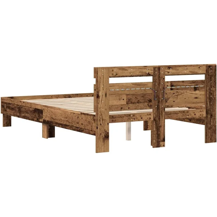 vidaXL Bettrahmen mit Kopfteil Altholz 120 x 200 cm Holzwerkstoff 3333948 – Bild 7