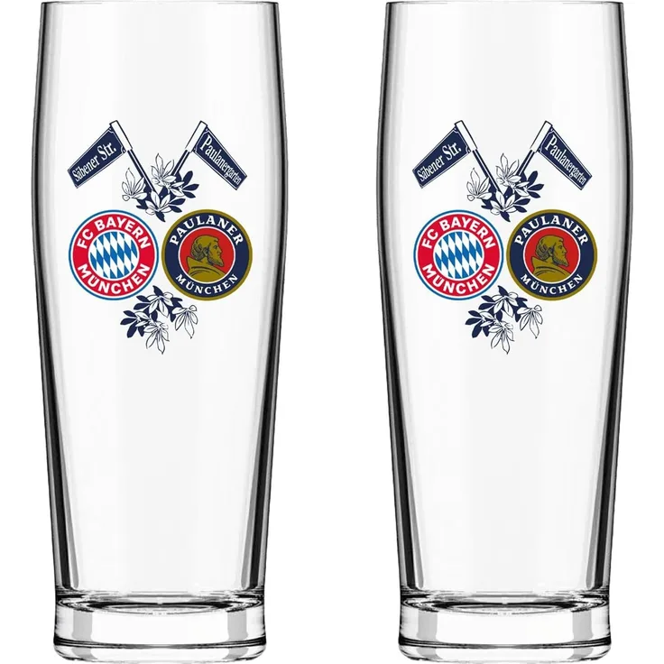 FC Bayern München Gläser-Set FC Bayern München Halbeglas I Bierglas I 2er-Set I Je 0,5 l, Glas