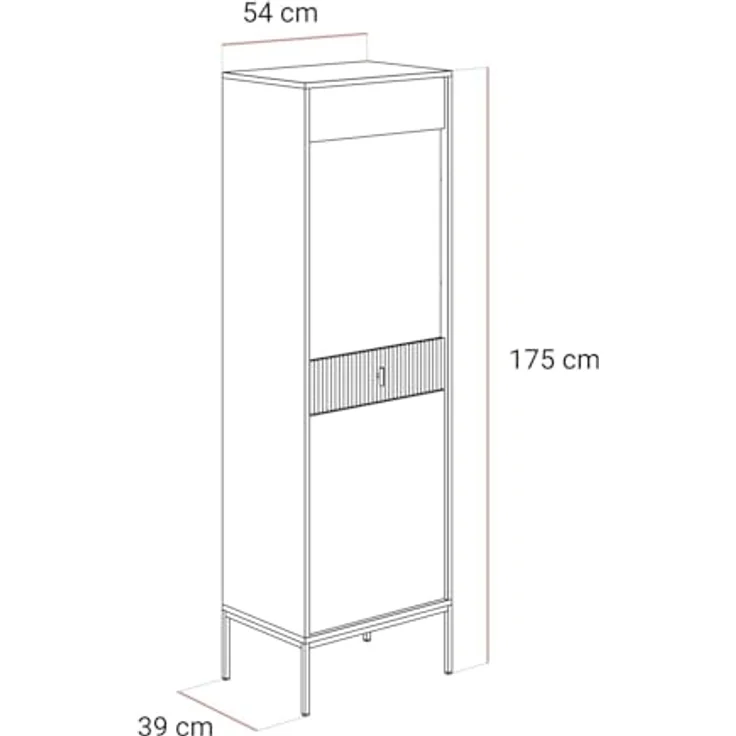 Lookway Vitrine MIDNIGHT mit Glastür auf Gestell Breite: 54 cm – Bild 3