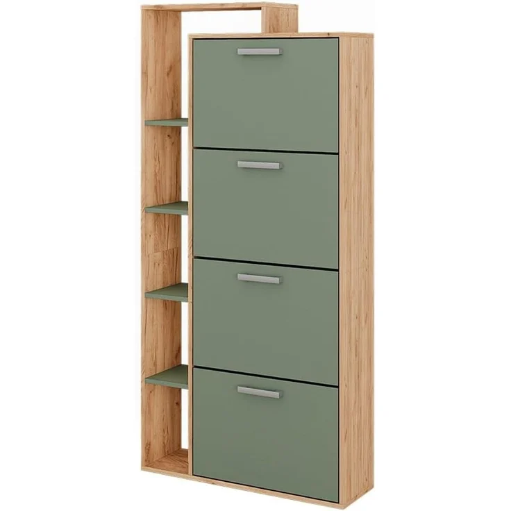Schuhkipper Orlando Goldkraft Eiche/Grün 80 x 166.1 cm mit 4 Fächern Vicco – Bild 1