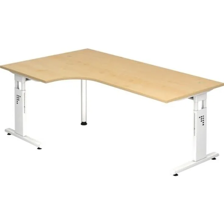 Winkeltisch OS82 C-Fuß 200x120cm 90° Ahorn Gestellfarbe: Weiß