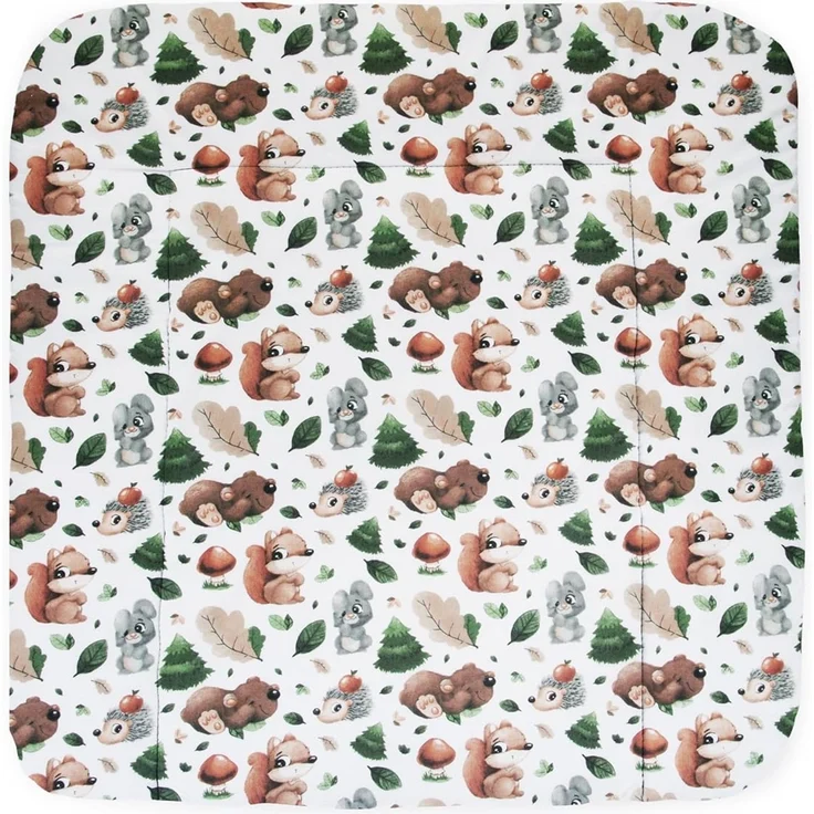 Balbina® Wickelunterlage Wickeltischauflage für Wickelkommoden Wickelauflage baumwolle 70x70 I Eichhörnchen – Bild 1