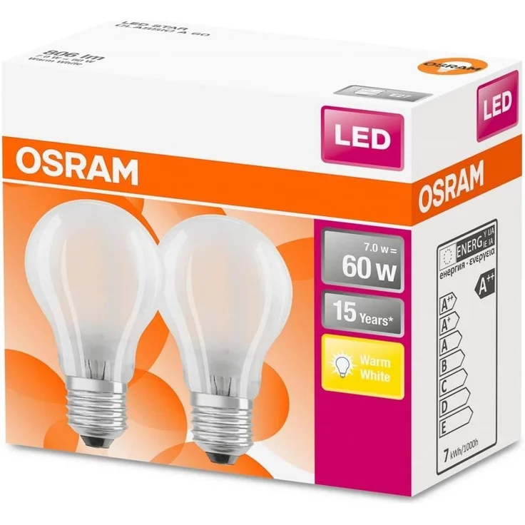 OSRAM LED STAR CLASSIC A 60 FS Warmweiss Filament Matt E27 Gluehlampe Doppelpack – Bild 4