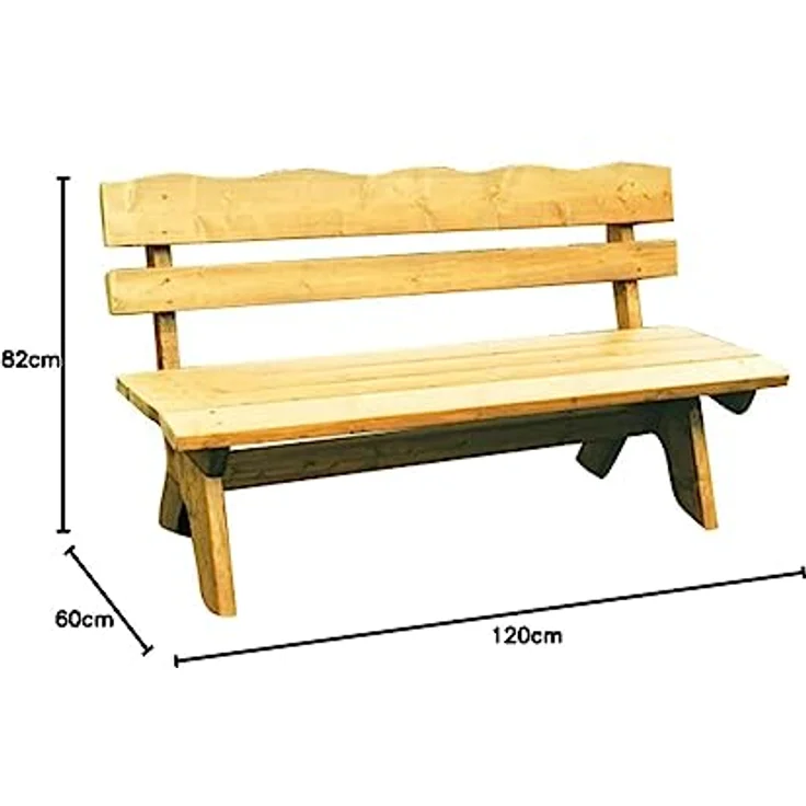 Gartenbank Holzbank 2 Sitzer aus Kiefernholz massiv hellbraun – Bild 4