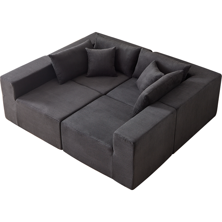 EINHOM 104-Inch Corduroy Modular L-förmig Ecksofa Sofa, Luxury Floor Sofa Set, Upholstered Indoor Furniture, Foam-Filled Compressed Sofa für Wohnzimmer, Schlafzimmer, 4 PCS Free Combination – Bild 7
