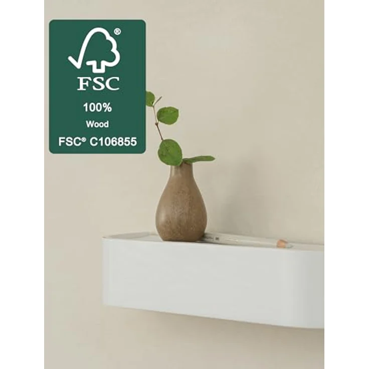 Kazai. Schlüsselbrett 'Toke' | Minimalistisches Schlüsselhaken-Design aus Berlin | Moderner Schlüsselhalter mit Ablage aus Holz | Schlüsselregal als Flur Möbel für die Wand | Weiß – Bild 3