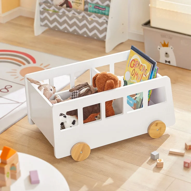SoBuy KMB41-W Spielzeugkiste, MDF, Lackiert, Weiß, 68 x 24 x 33 cm – Bild 6