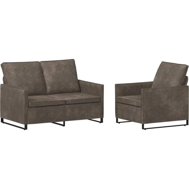 vidaXL Sofa-Set 2 pcs Dunkelgrau Kunstwildleder 3433120 – Bild 1