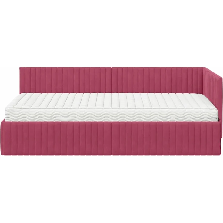 vidaXL Eckbettgestell mit Matratze mit Kopfteil 2 pcs Samt 3393822 – Bild 5