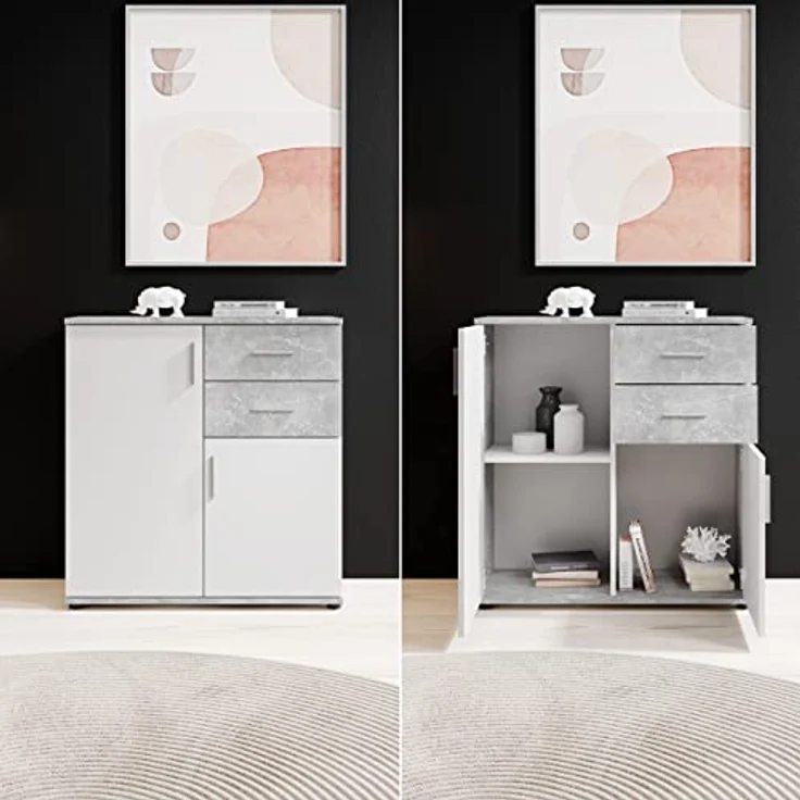 Kommode Benny / Bobby, Holzwerkstoff, Grau, Weiß, 80 x 82 x 35 cm – Bild 6