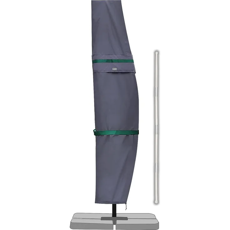 Sekey Ampelschirm / Sonnenschirm Schutzhülle mit Stab, Abdeckhauben für Gartenschirm mit Belüftungsöffnungen, Abdeckung für Kurbelschirm / Balkonschirm, 100% Polyester, wasserdicht, Dunkelgrau.