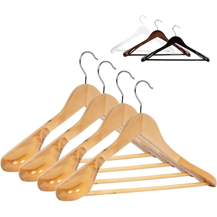 RSR Hangers Kleiderbügel Natur Anzugbügel Jackenbügel Blazer 44,5 cm 360° Haken, (5-tlg)