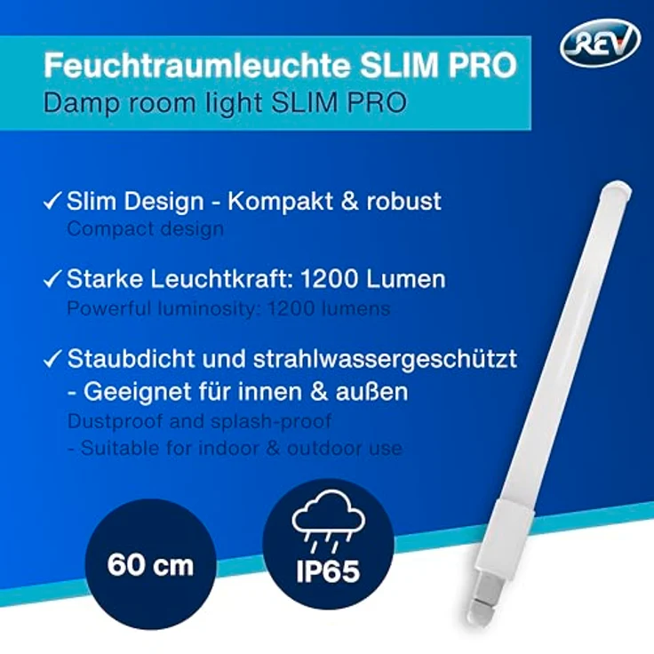 REV Feuchtraumleuchte LED Slim Pro 12W 1200 lm 60 cm IP65 – Bild 2