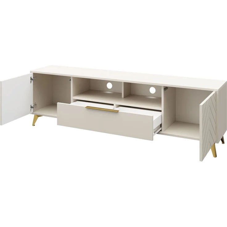 Wohnzimmer-Set Xylix I Kommode, Couchtisch, TV-Lowboard, Kleiderschrank (Farbe: Sandbeige) – Bild 7
