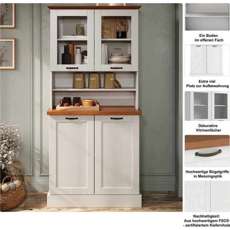 Home affaire Küchenbuffet Teramo Breite/Höhe 86/181 cm, mit Metallgriffen – Bild 2