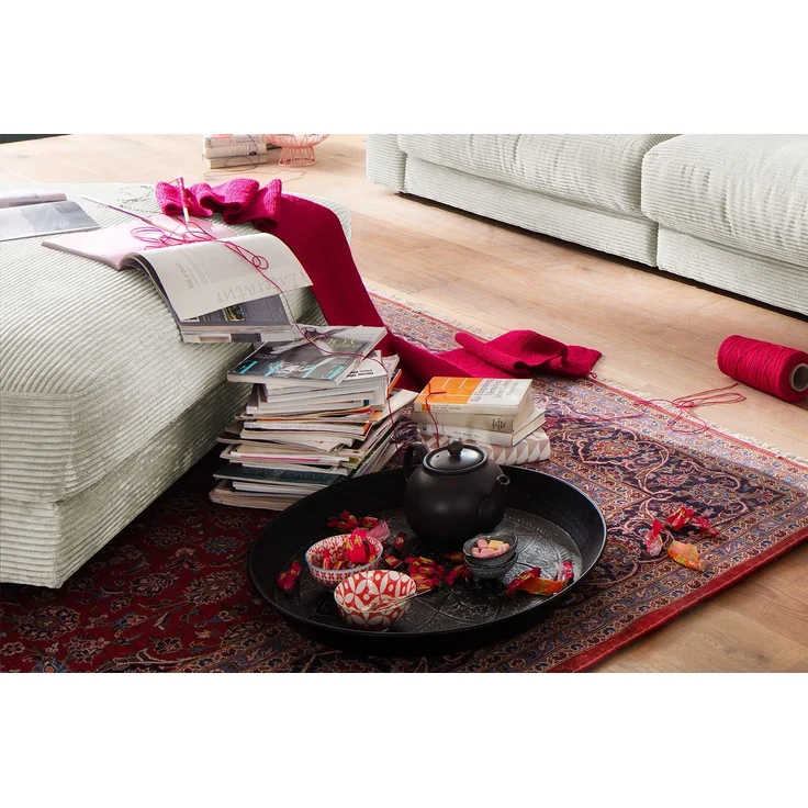 KAWOLA Big Hocker MADELINE Polsterhocker Cord cremeweiß 43 x 120 x 120 cm – Bild 5