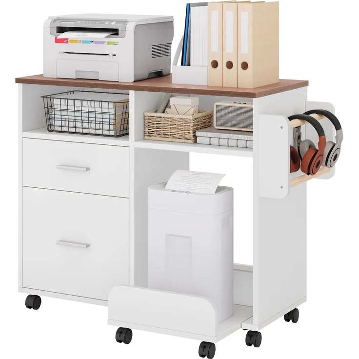 YITAHOME Mobiler Aktenschrank mit abnehmbarem Boden & Hängestange, Aktenaufbewahrung Organizer mit 10 Rollen, Aktenschrank für Home Office, Weiß